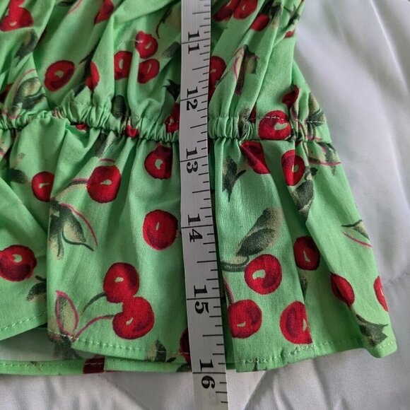 WAYF Top Size XL Green Red Paxton Camisole Stretch Cotton Cherry Print NWT Airy - Picture 16 of 16